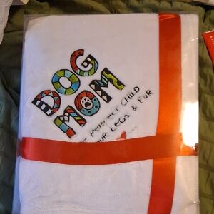 Colorful 'Dog Mom' Embroidered Blanket